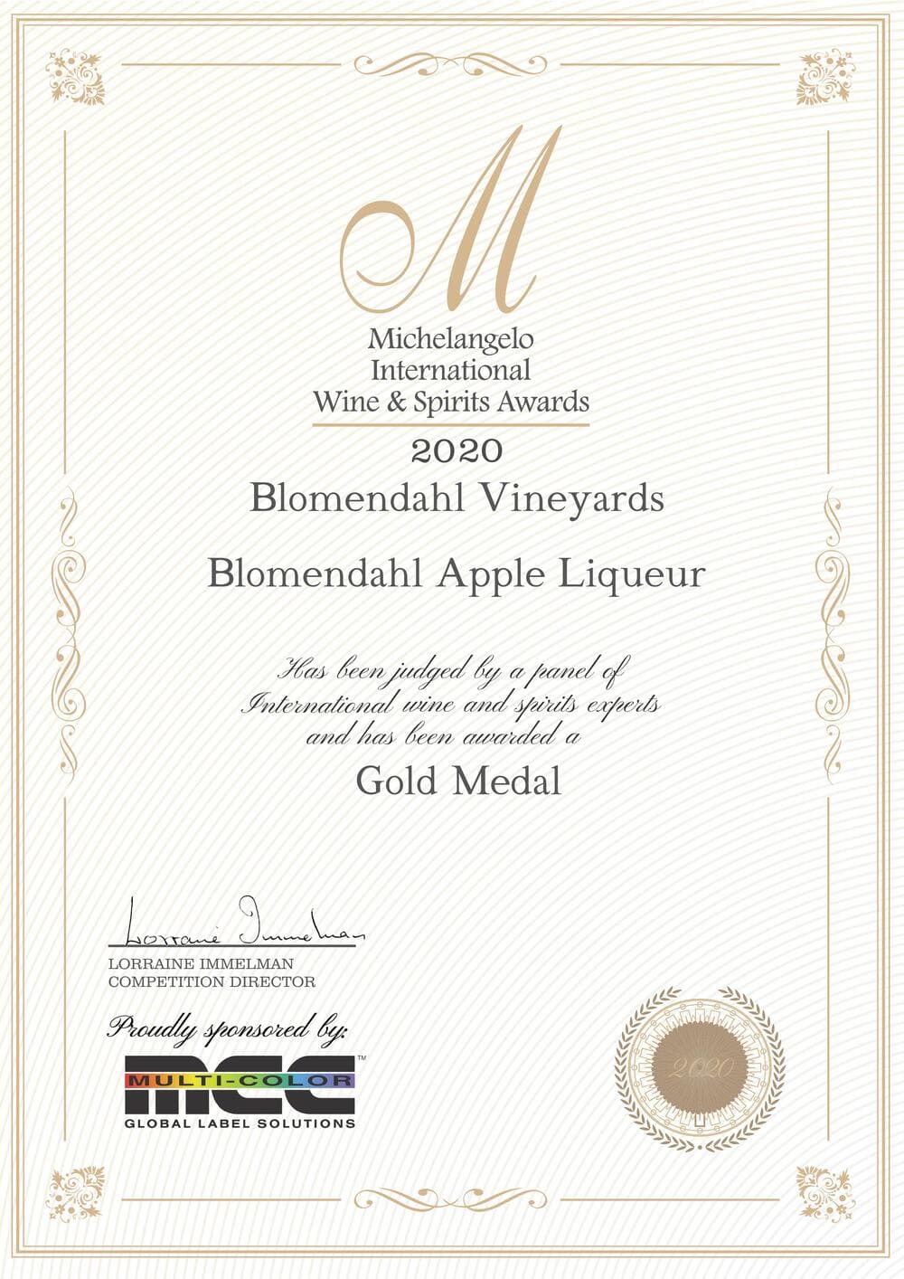 Gold Award Certificate